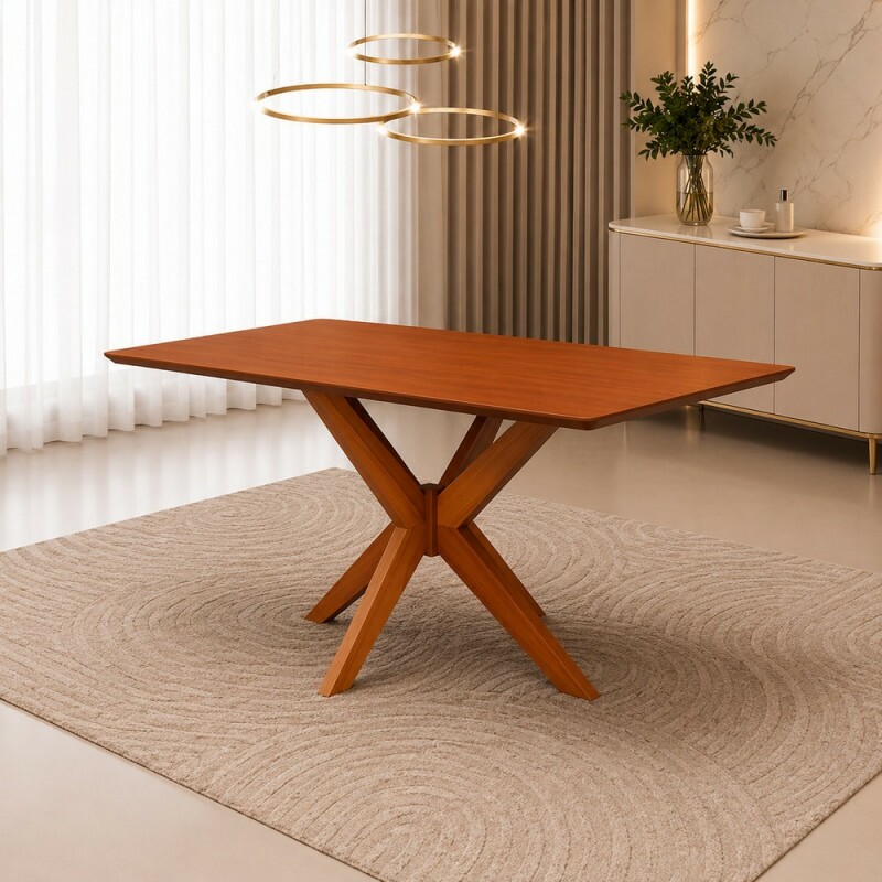 Mesa Agn Anna Retangular 116X80 Tampo Laminado Madeira