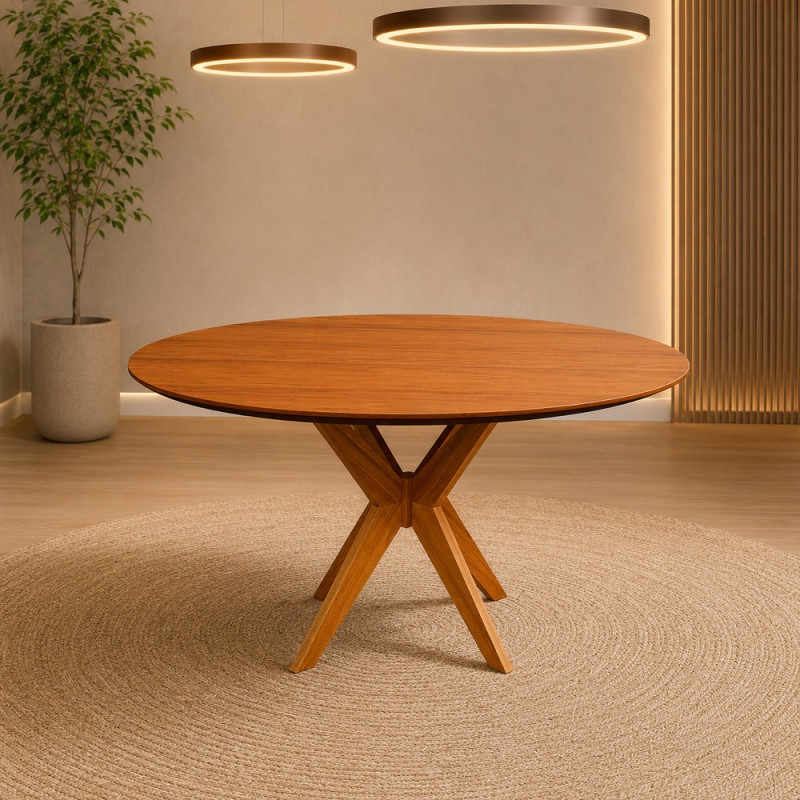 Mesa Agn Vitoria Redonda 90CM Tampo Laminado Madeira