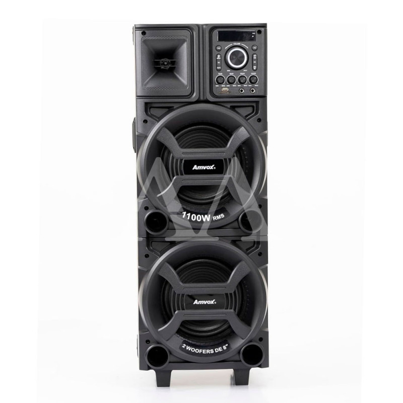 Caixa de Som Amvox Amplificadora Aca 1101 Duplo 8 Black 1100 Wats