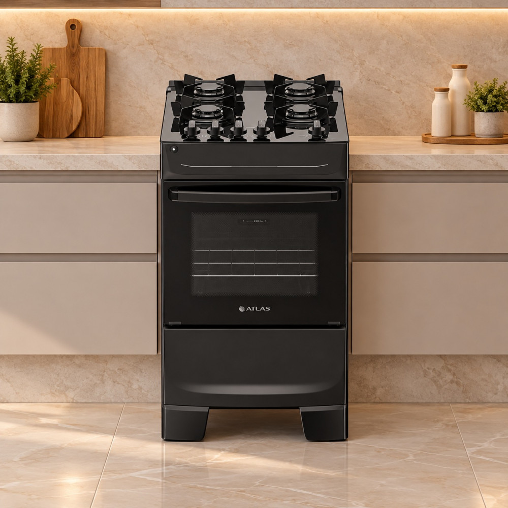 Fogao 4B Atlas Monaco Top Glass Mesa Vidro Preto 25
