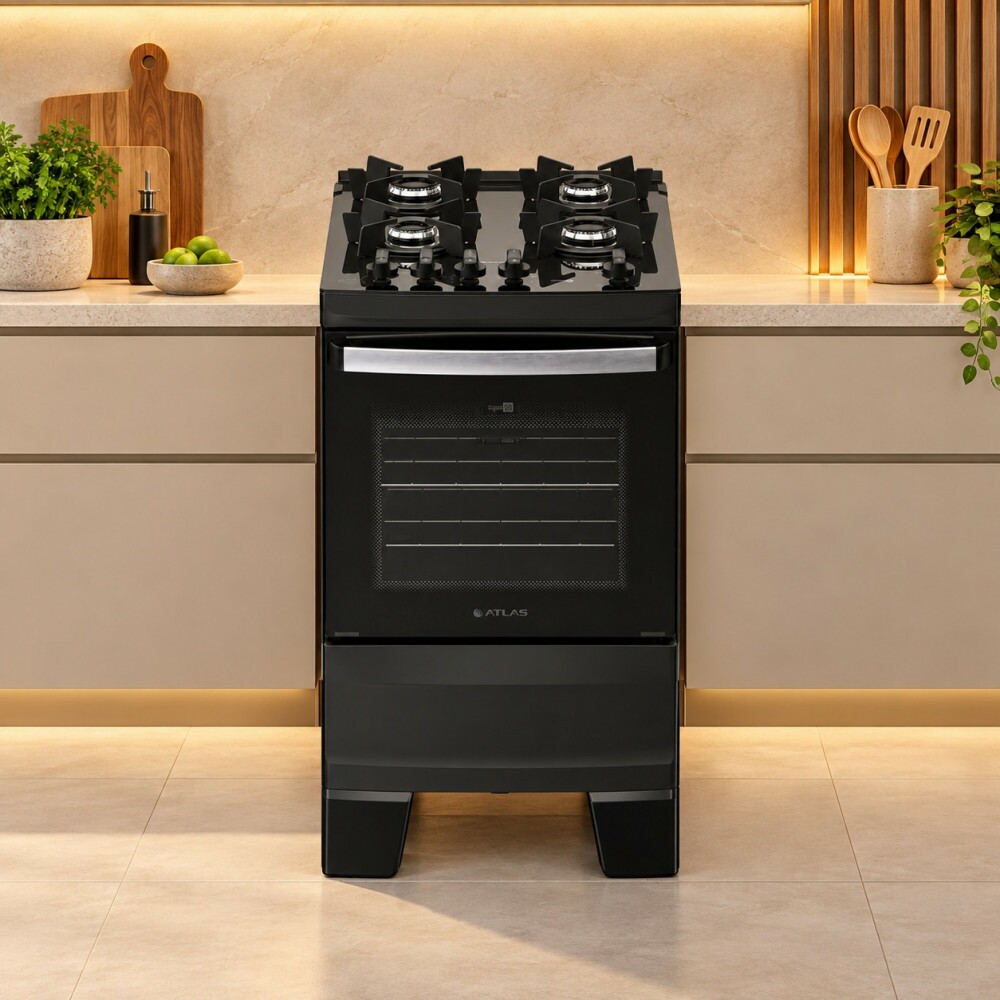 Fogao 4B Atlas Agile Up Mesa Vidro Preto 25