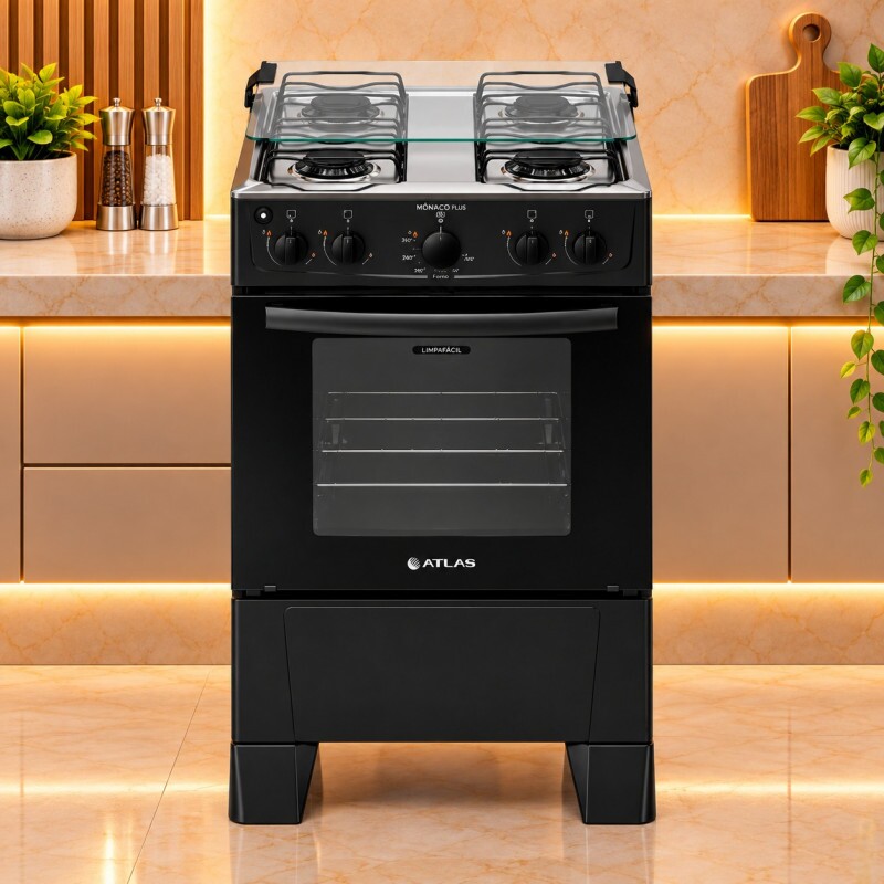 Fogao 4B Atlas Milao Plus Preto 25