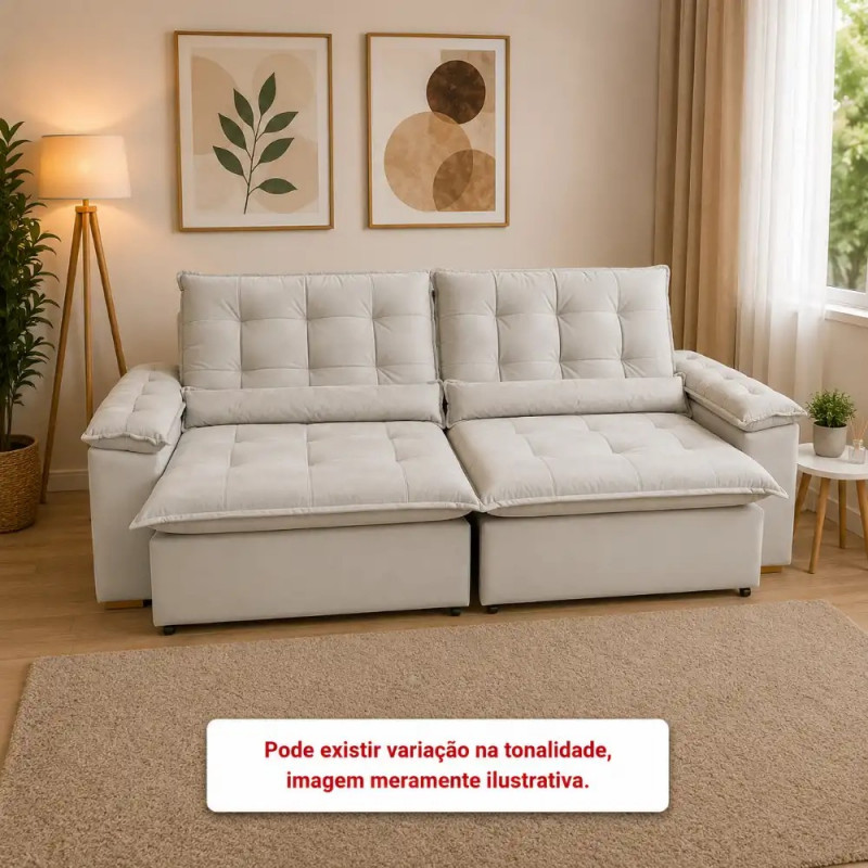 Estofado Bomflex Grecia Retratil Cinza Claro Veludo