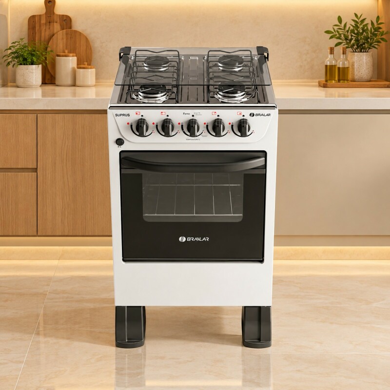Fogao 4B Braslar Piso New Sirius Plus Automatico Branco