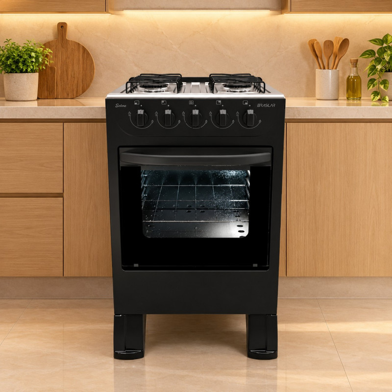 Fogao 4B Braslar New Sirius Simples sem Tampo Black