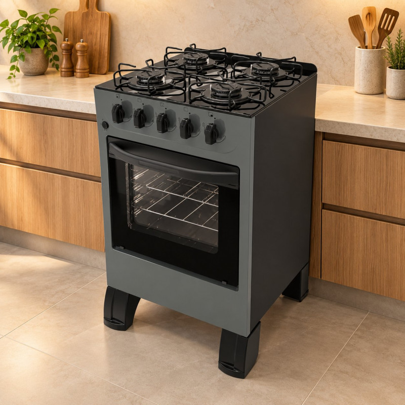 Fogao 4B Braslar Carina Glass Mesa Vidro Titanium