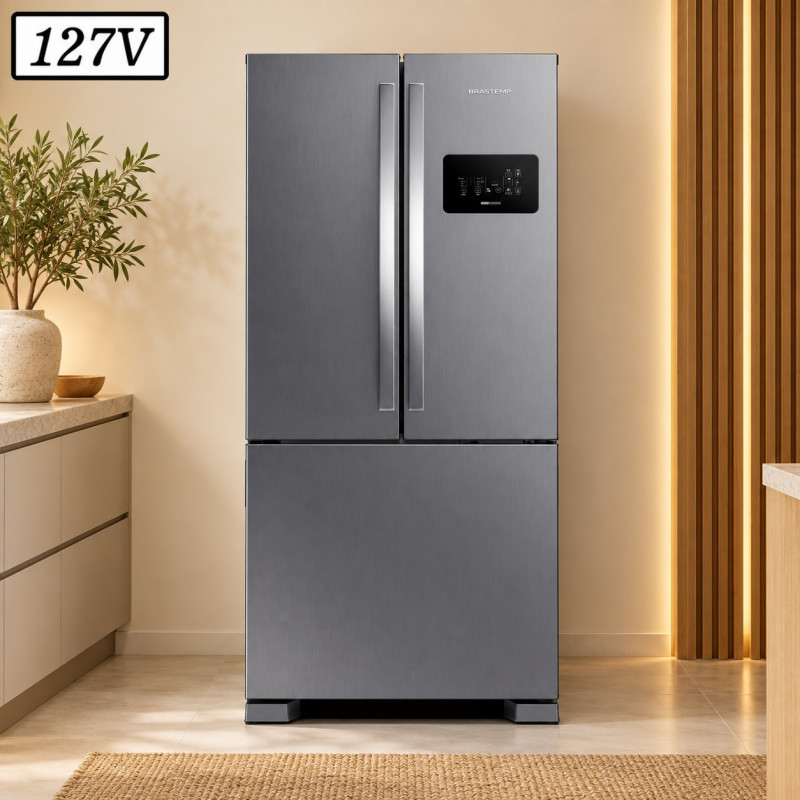 Refrigerador Brastemp Domest Bro85ak Frost Free 3 Portas 554L 127V Inox
