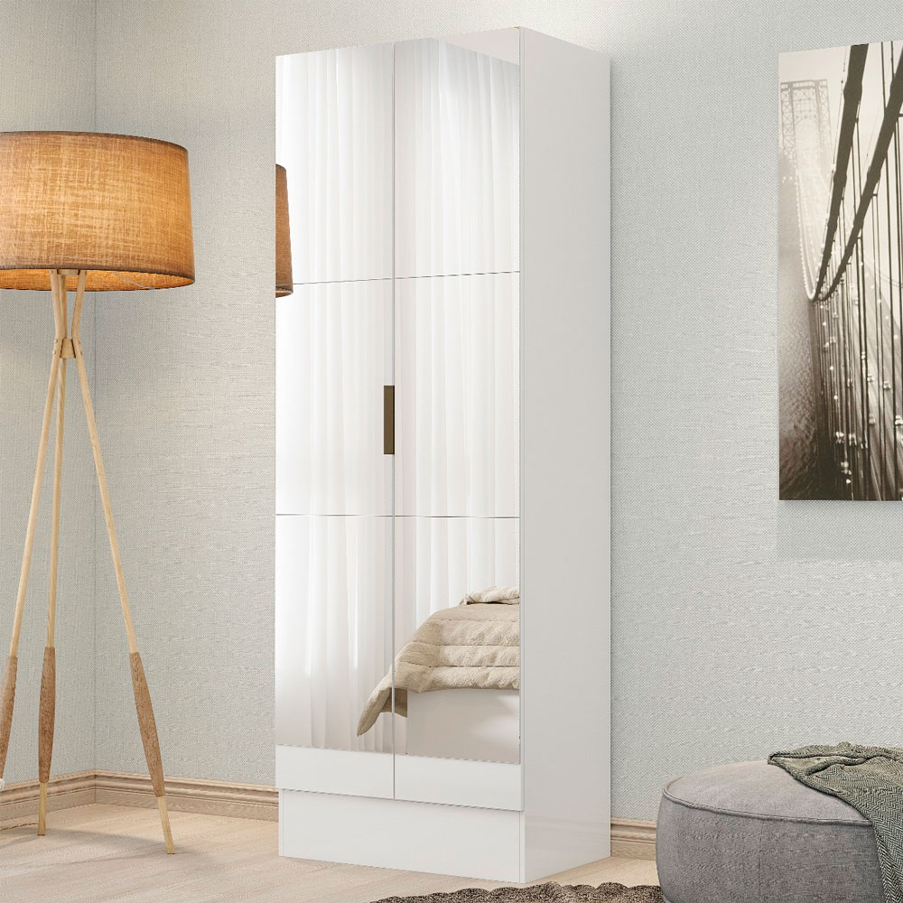 Multiuso Sapateira 2 Portas Abrir Carioca Marica Premium com Espelho Branco