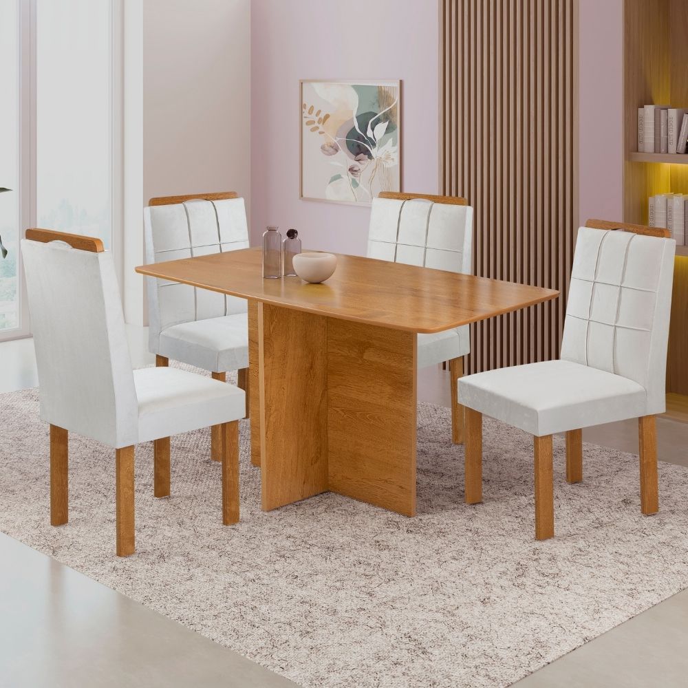 Conjunto Mesa 4 Cadeiras Cel Moveis Salinas Retangular 120X80 Tampo Londres Cina sem Vdo Cadeiras Salinas Tec 169 Cinamomo