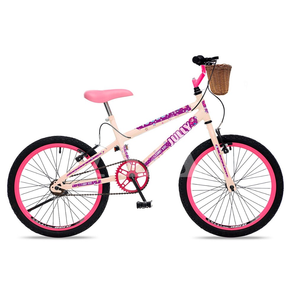 Bicicleta Colli Jully Aro 20 sem Marcha com Cesto Bege