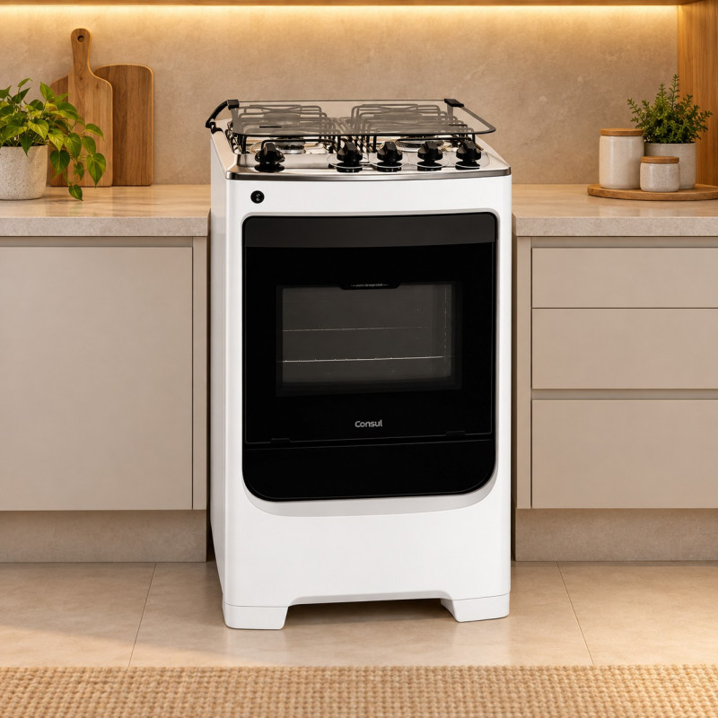 Fogao 4B Consul Cfo4na Mesa Inox Branco