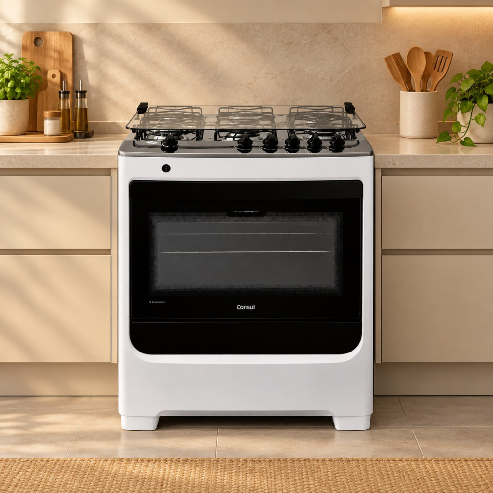 Fogao 5B Consul Cfs5na Mesa Inox Branco