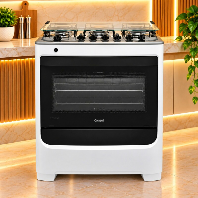 Fogao 6B Consul Cfs6nabuna Mesa Inox Branco