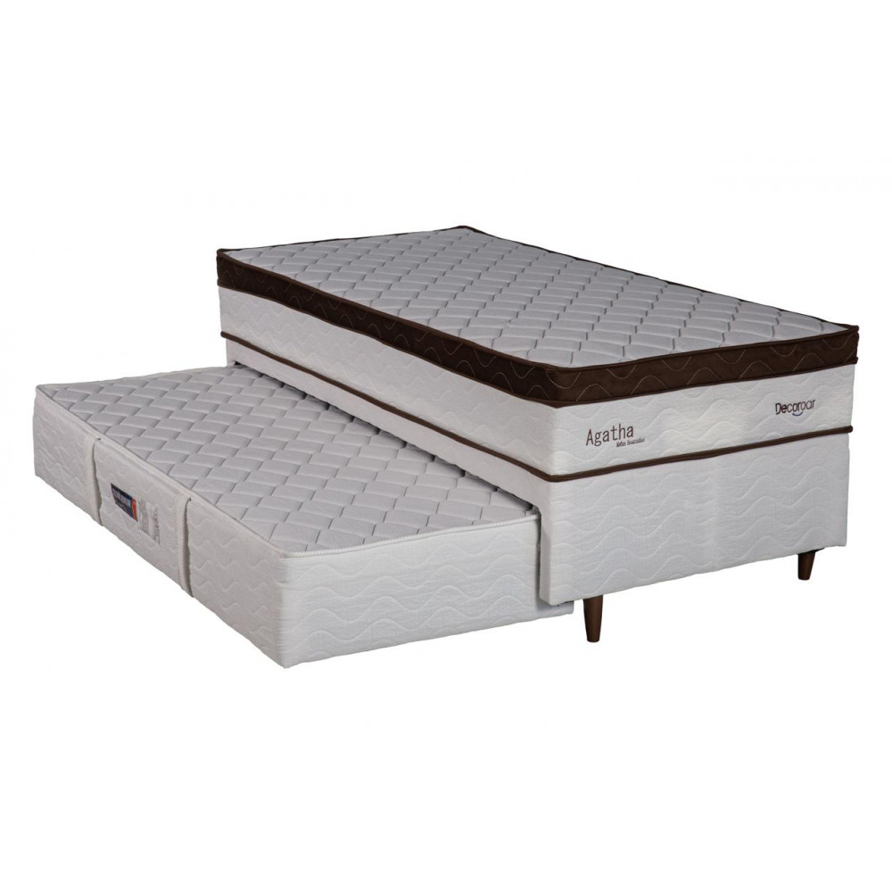 Conjunto Base Box/Colchao Design Agata Molas Ensacadas com Auxiliar