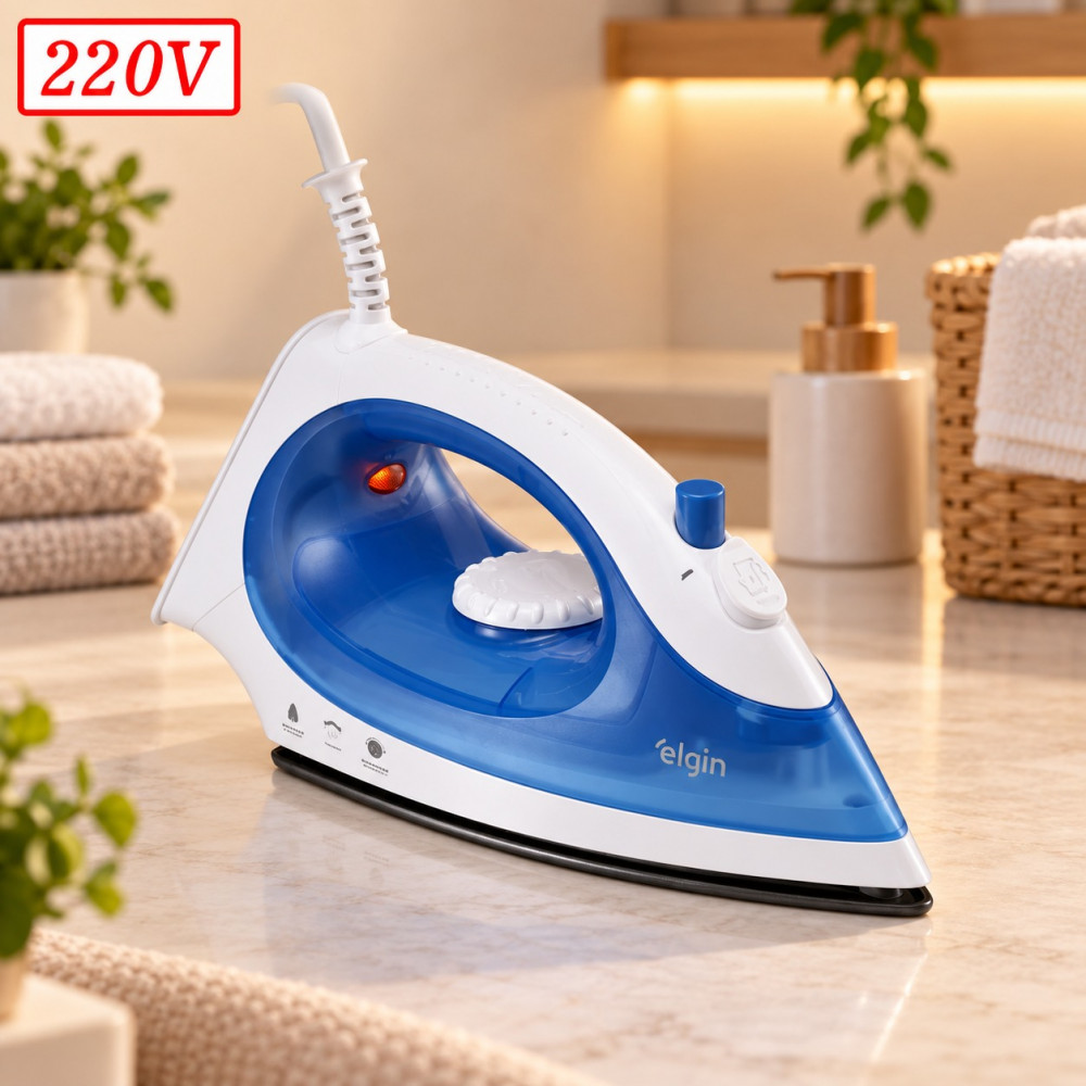 Ferro de Passar Elgin A Vapor Iron Press 220V Branco/Azul