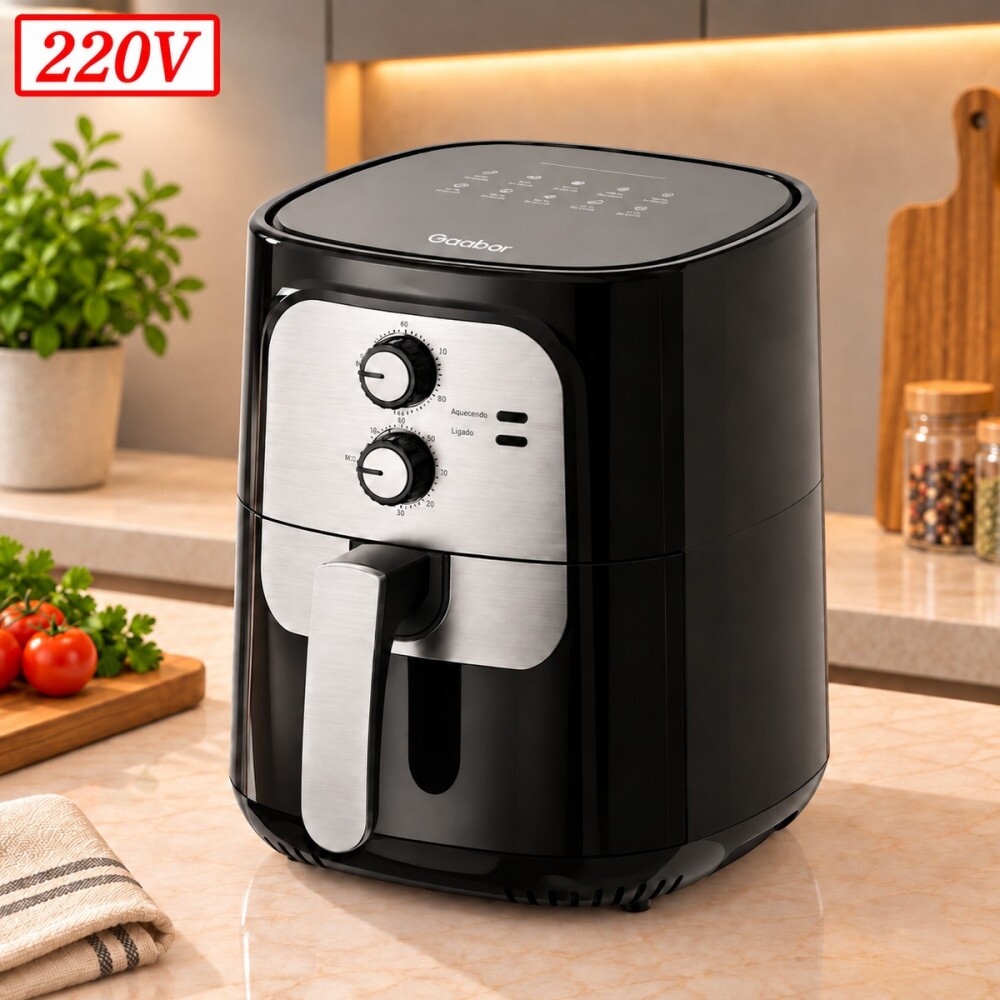 Fritadeira 5,5L Gaabor Air Fryer Vintage Af-65m01a 1400W 220V Preto/Prata