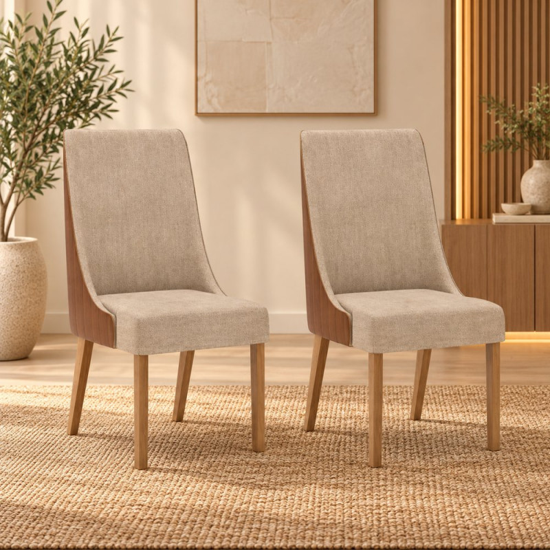 Conjunto 02 Cadeiras Henn Ivy Nature/Corano Caramelo/Creme