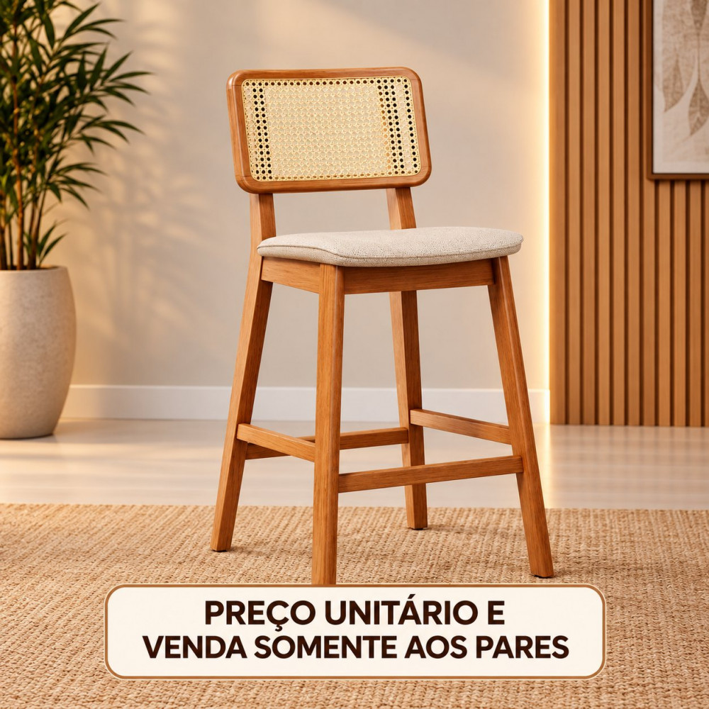 Banqueta Imcal Classic Palha Linho