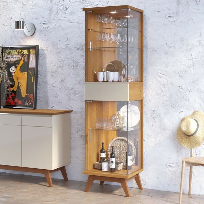 Cristaleira Imcal 1 Gaveta Nuance Nature/Off White