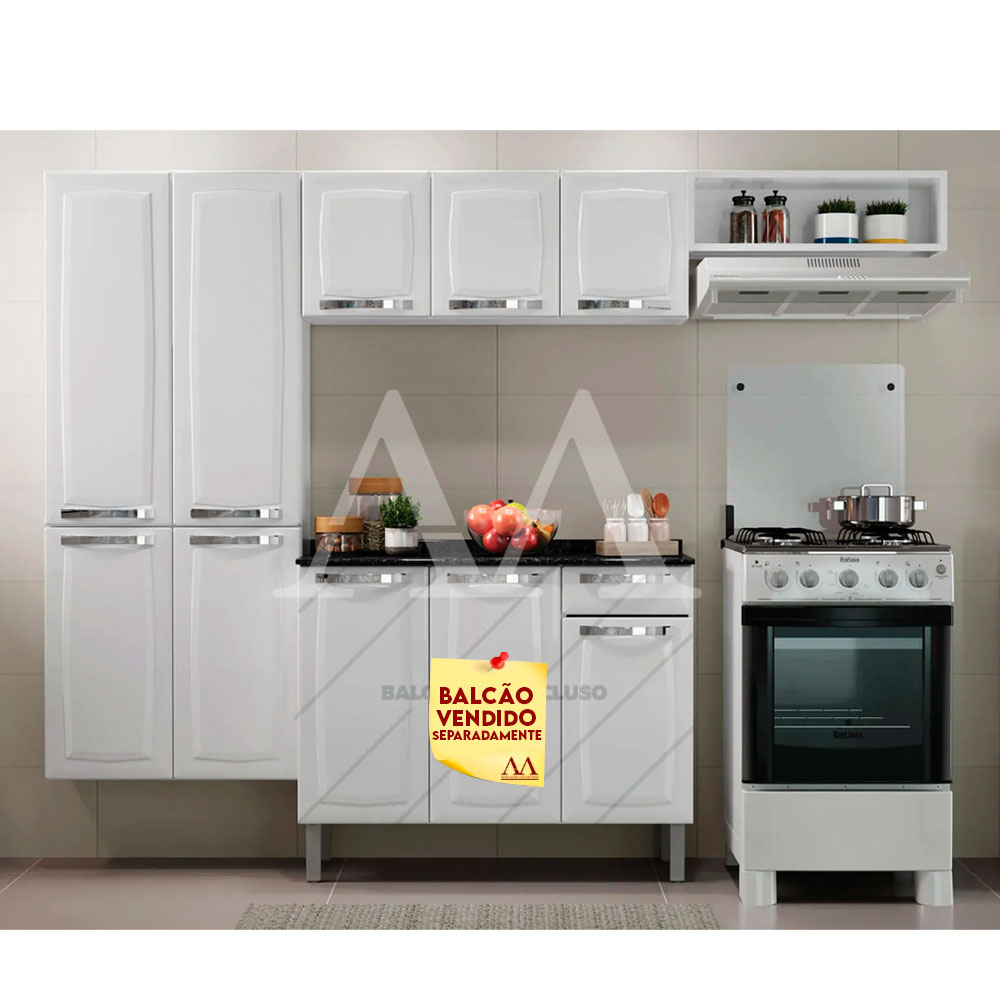 Cozinha Itatiaia Compacta 7 Portas com Nicho Rose Branco 0595