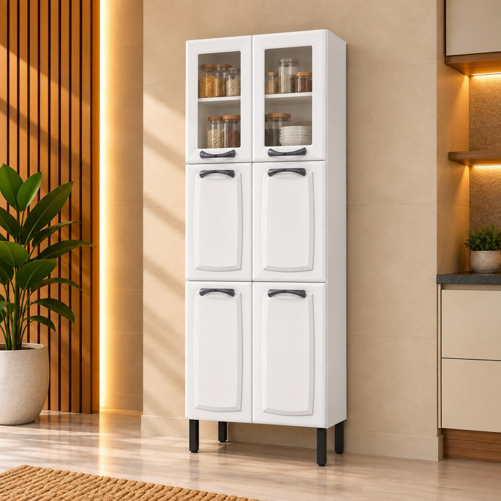 Paneleiro Itatiaia 6 Portas 2 com Vidro New Premium 80CM Branco 1882