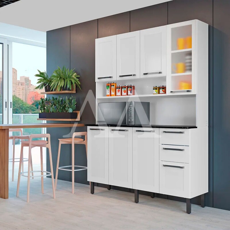 Kit 8 Portas 2 Gavetas Itatiaia Florenca 140CM Branco 1768