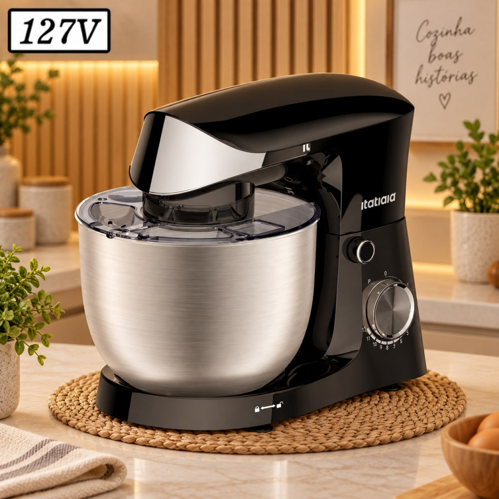 Batedeira Itatiaia Bpmid1003 Midi 1 Tigela 12 Vel 1000W 127V Inox/Preto