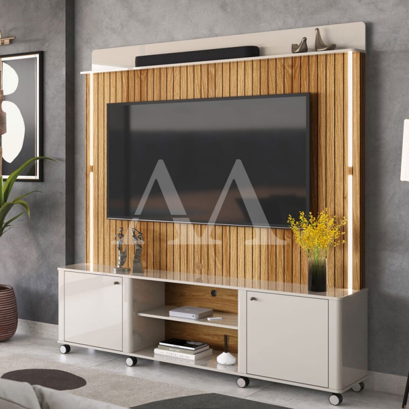 Home Lukaliam Florenca Ripado 3D Off White Perolizado/Freijo