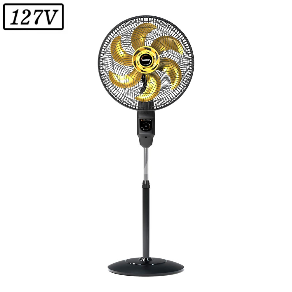 Ventilador Mallory Chronos Coluna 40CM 6 Pas 3 Vel 127V Preto/Dourado