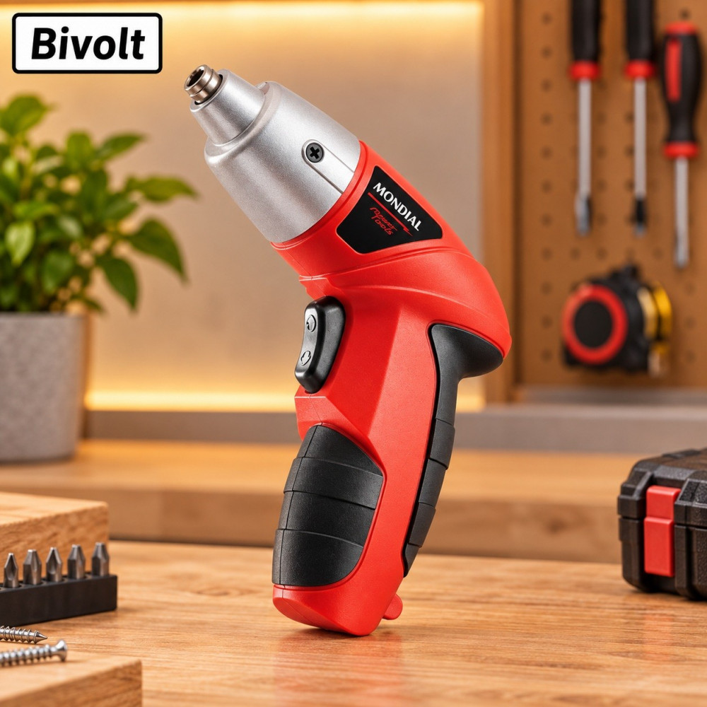 Parafusadeira Mondial Fpf-05 Bateria 4,8V Carregador Bivolt