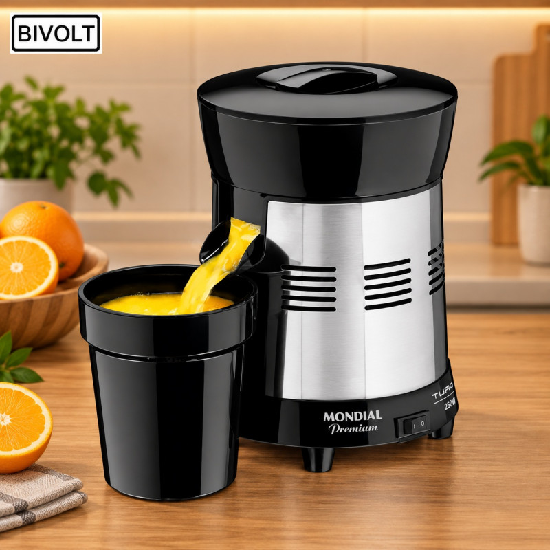Espremedor de Frutas Mondial Premium E-10 Bivolt Preto