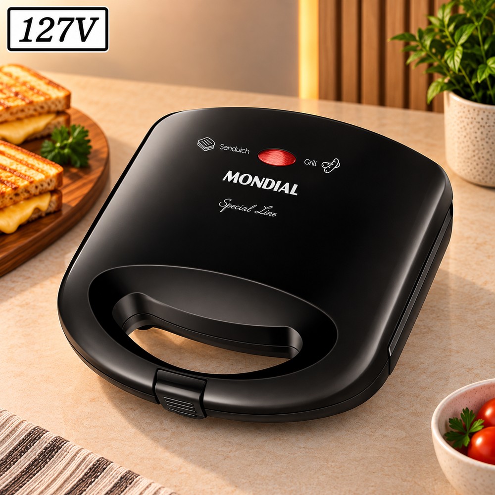 Sanduicheira Grill Mondial Pratic Sn-01 2 Em 1 750W 127V