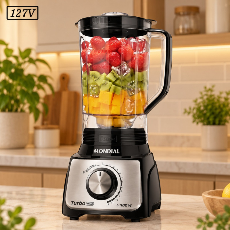 Liquidificador Mondial L-1100 Bi 12 Vel 127V Preto/Inox