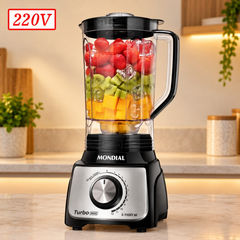 Liquidificador Mondial L-1100 Bi 12 Vel 220V Preto/Inox