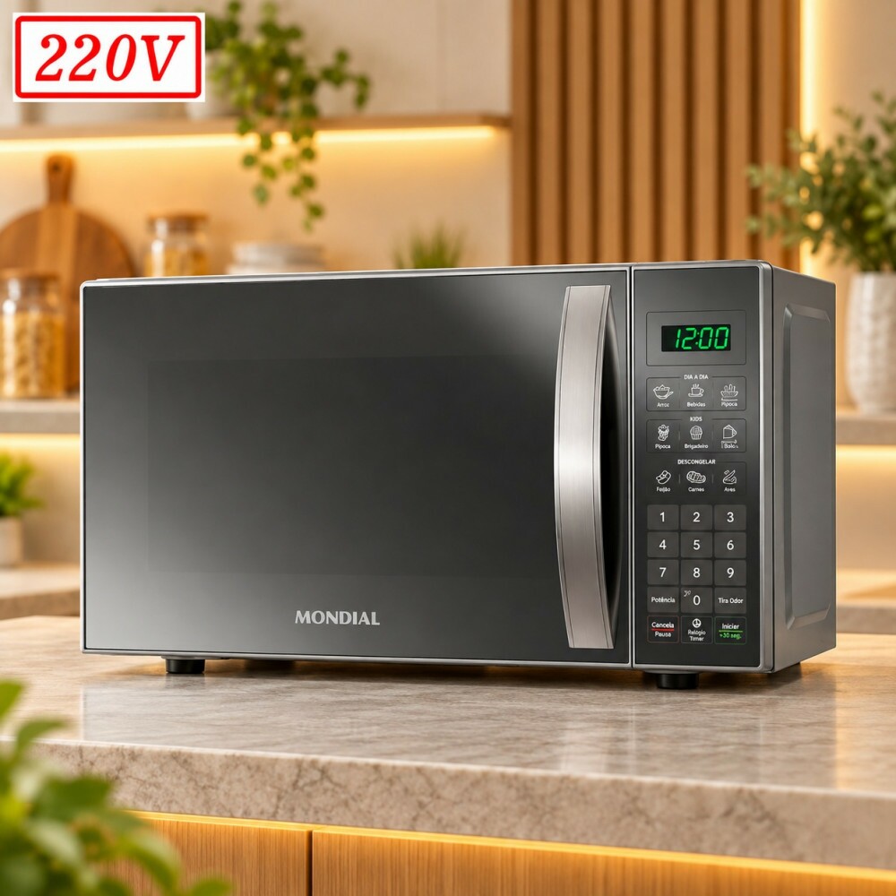 Forno Microondas Mondial 21L 220V Prata Cobre Espelhado
