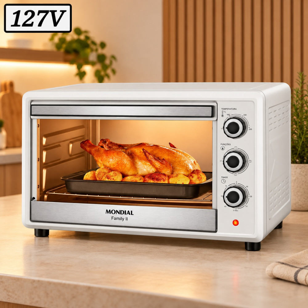 Forno Eletrico Mondial Frn-42-w Family Ii 42L 1600W 127V Branco/Inox