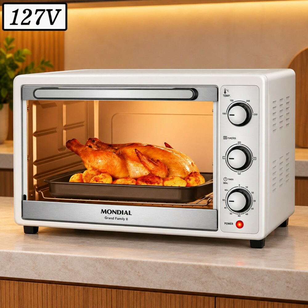 Forno Eletrico Mondial Frn-52-w Grand Family Ii 52L 1800W 127V Branco/Inox