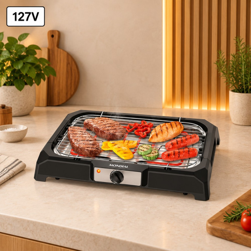Churrasqueira Eletrica Mondial Ch-05 1800W 127V Preta