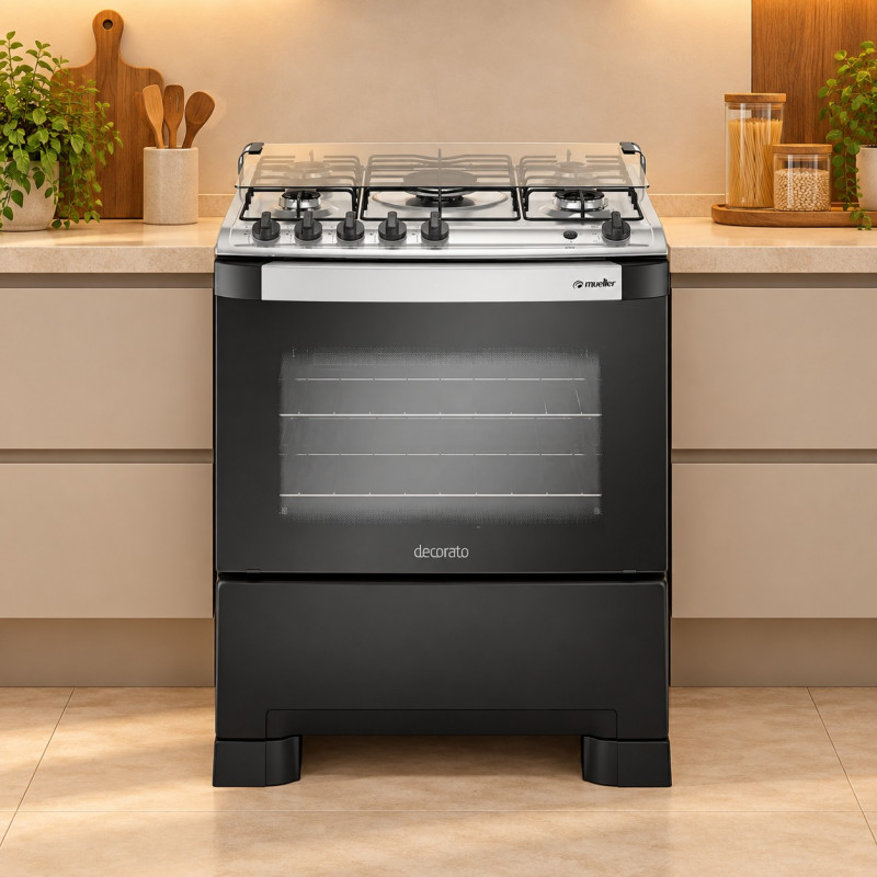 Fogao 5B Mueller Decorato Preto Fosco