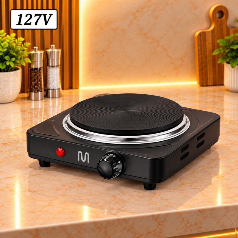 Fogao 1B Eletrico Multilaser Easy Cook 127V Preto