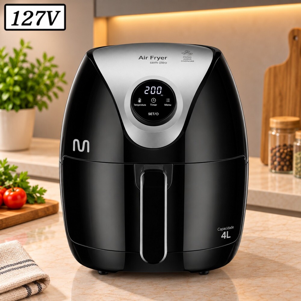 Fritadeira 4L Multilaser Air Fryer Digital 1500W 127V Preta