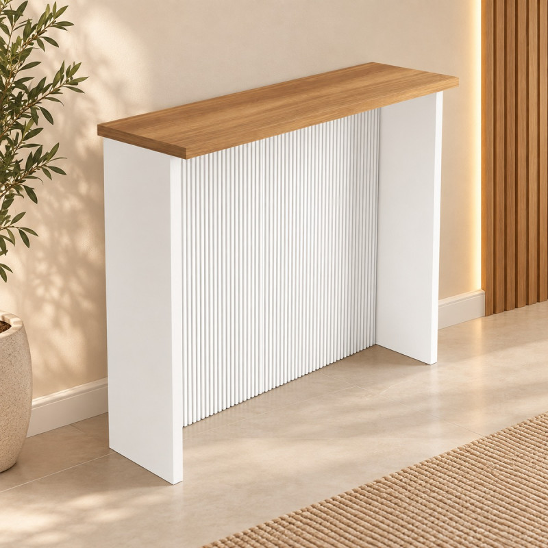 Ilha Nesher 120CM Canelada Branco/Nature 500702