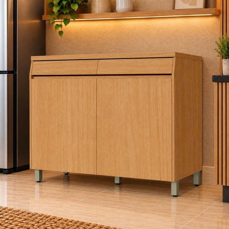 Balcão Nesher 2 Portas 2 Gavetas Simone Mendes 120CM Carvalho 500963