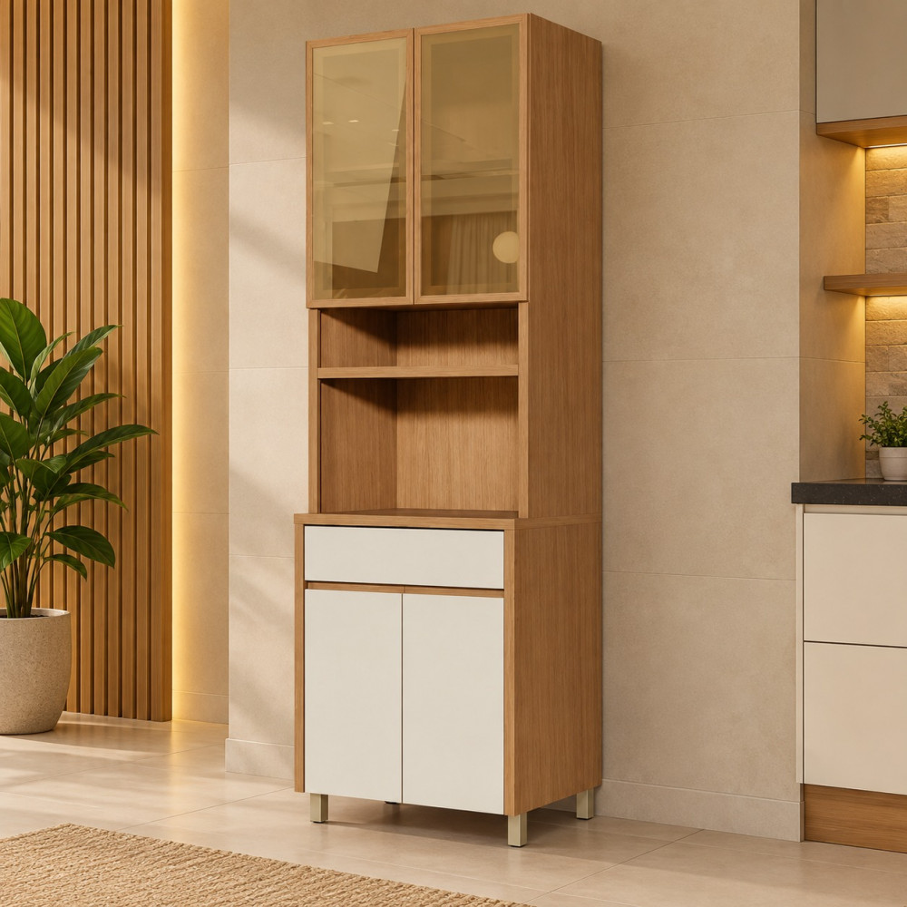 Paneleiro Nesher 4 Portas 1 Gaveta Condessa 70CM Carvalho/Greige 500965