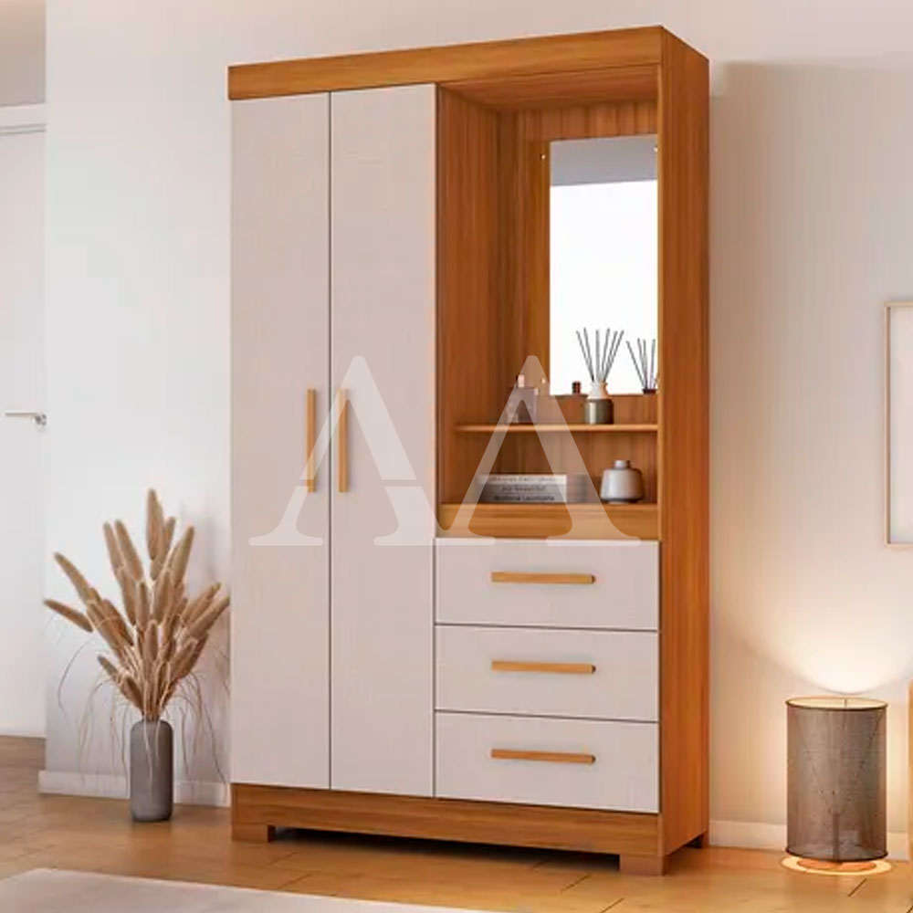 Roupeiro 2 Portas Abrir 3 Gavetas com Espelho Notavel Nt 6020 Freijo Trend / Off White