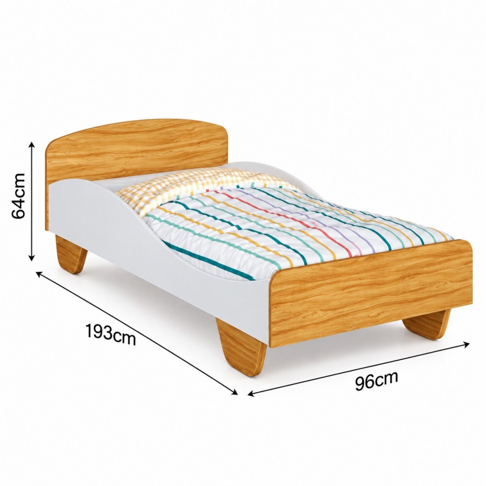 Cama Peroba Sol Branco Brilho/Amendoa