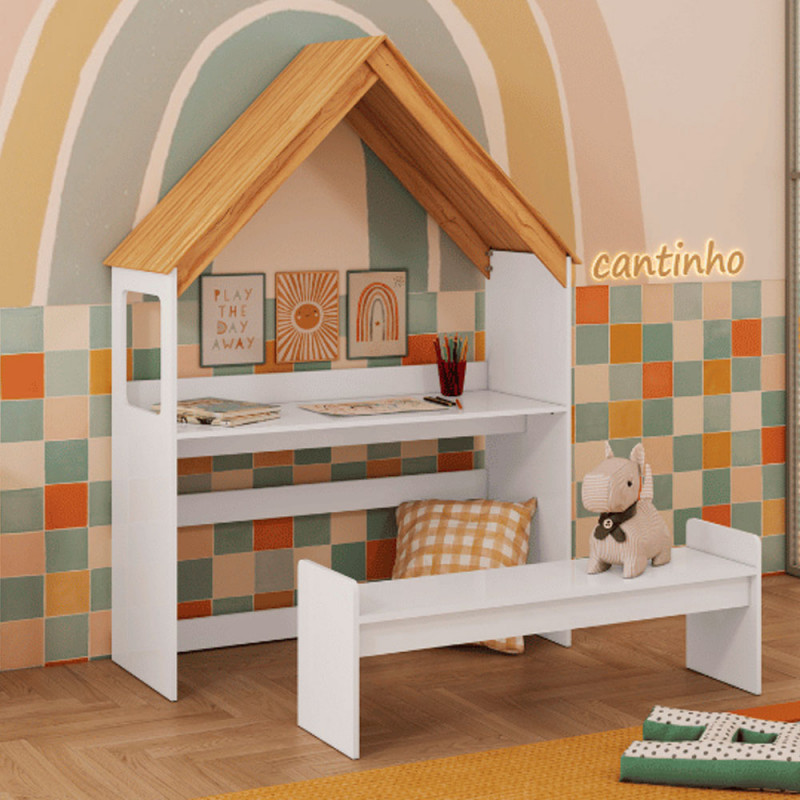 Kit Casinha Peroba Branco Brilho/Amendoa