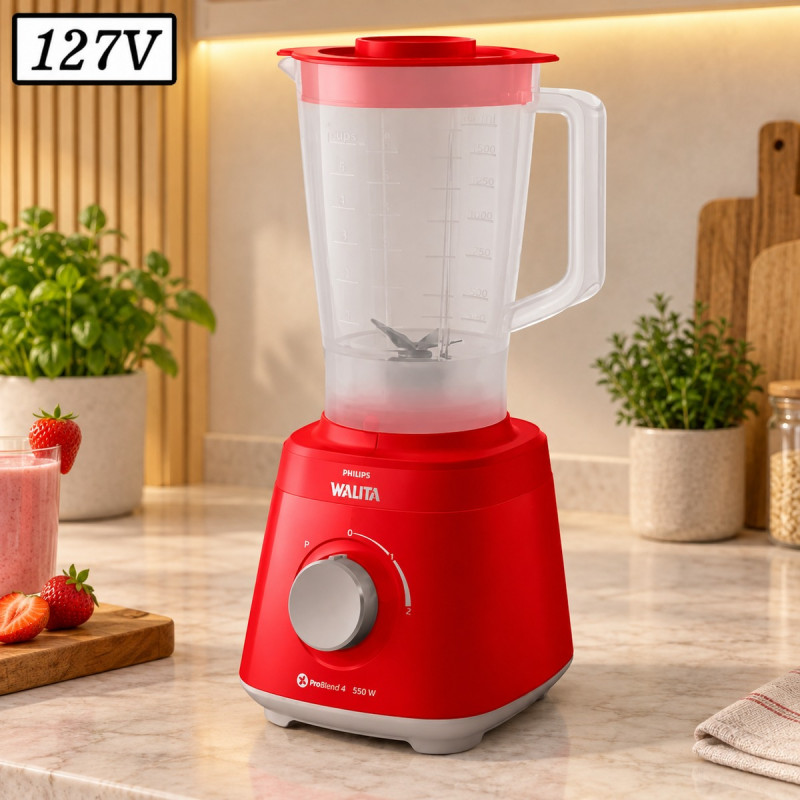 Liquidificador Philips Walita Daily 550W 2 Vel 127V Vermelho