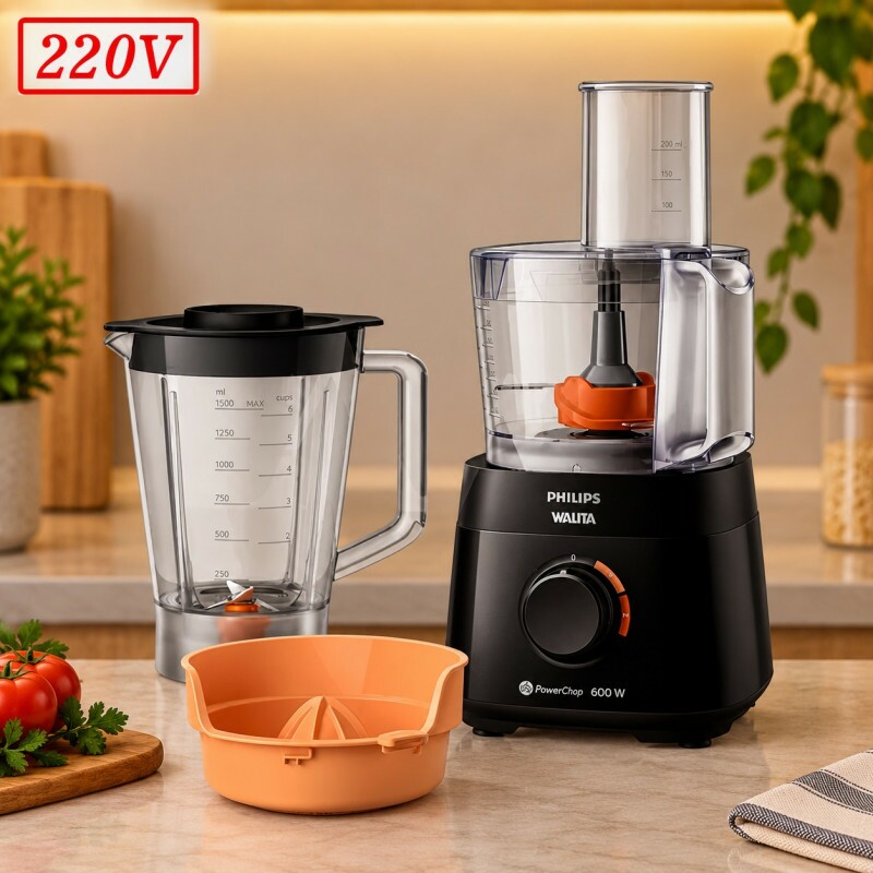 Multiprocessador Philips Walita Powerchop 2 Vel 600W 220V Preto