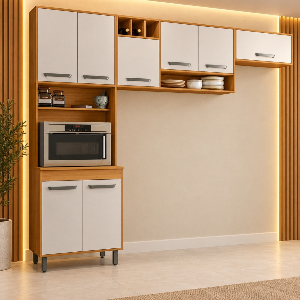 Cozinha Poliman Compacta Malta Freijo/Off Acetinado